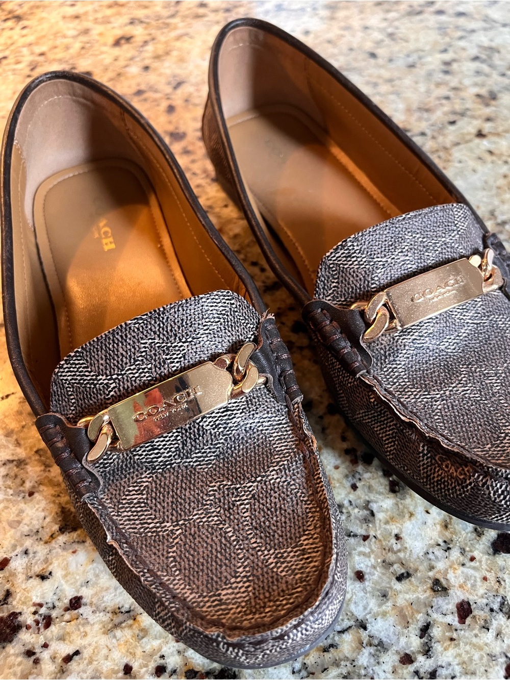 Coach Brown and Tan Signature Loafers